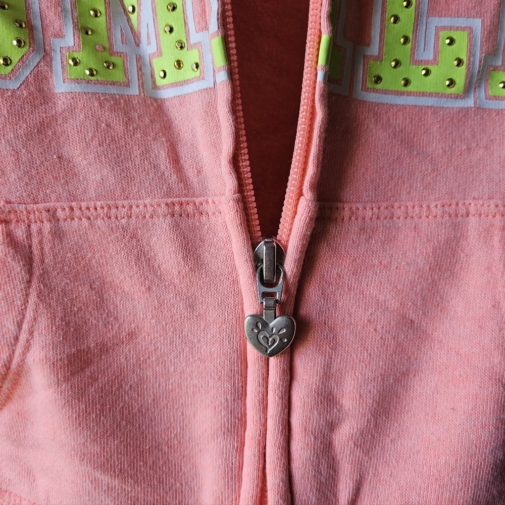 Justice Pink Hooded Jacket with Love to Smile Design
